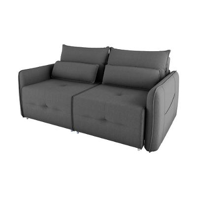 Sofá Cama 2 Lugares Com Almofadas 205cm Celine Suede Cinza Matrix Suede Cinza