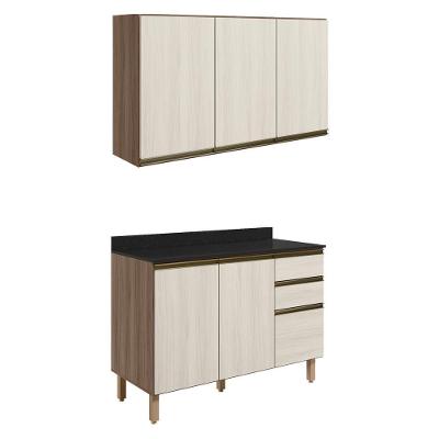 Armario Aereo Balcao Tampo 120cm Mdf Kali Nicioli Carvalho Toq Bianco Toq