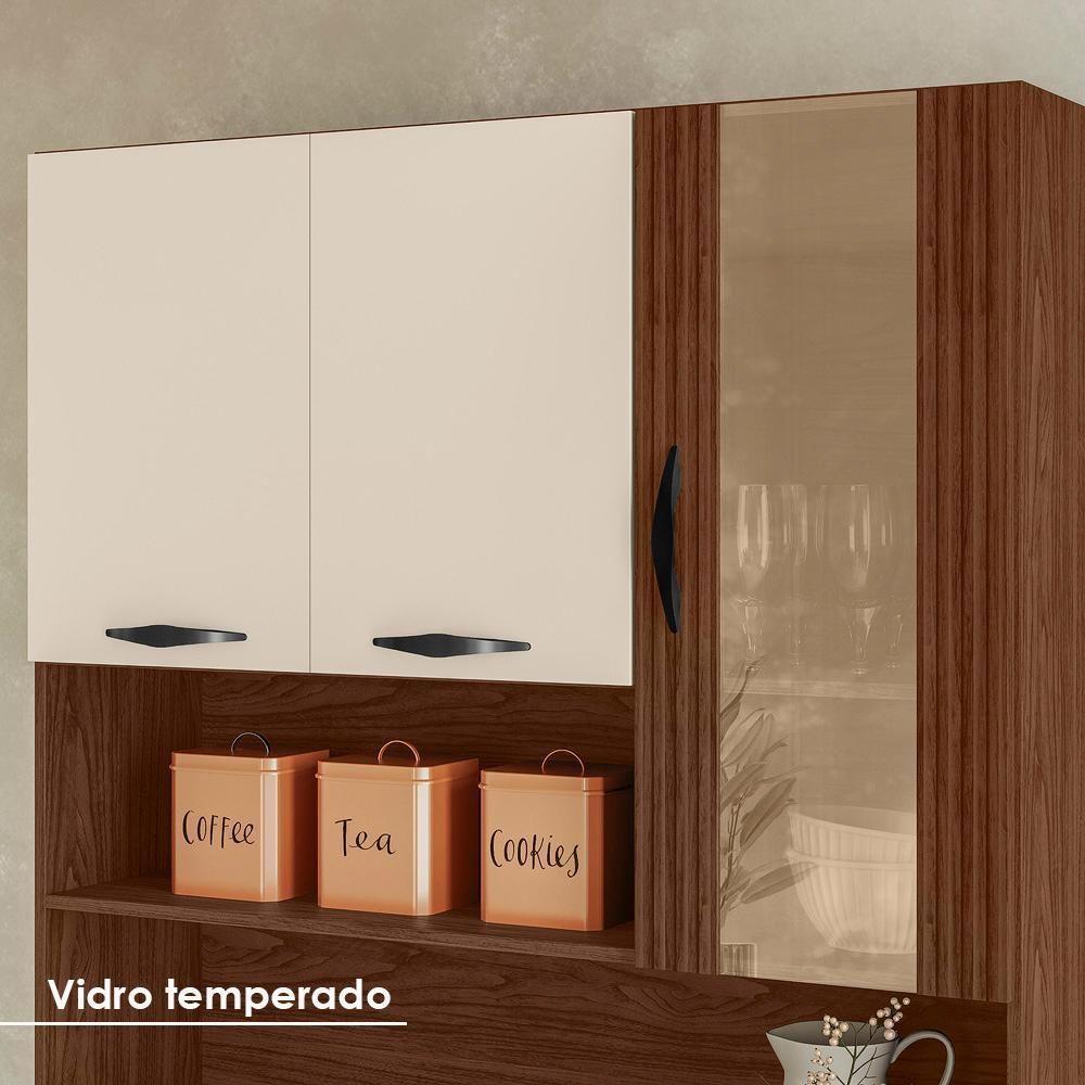 Kit Cozinha 6 portas 1 gaveta 91 Cm Golden Ktp Nogueira Off White Cp Ripado - 6