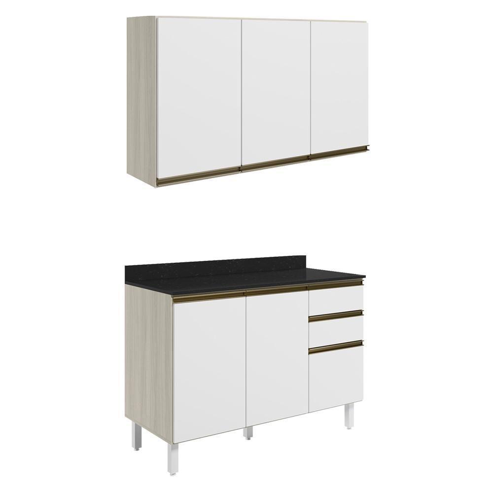 Armario Aereo Balcao Tampo 120cm Mdf Kali Nicioli Bianco Toq Branco Uv - 1