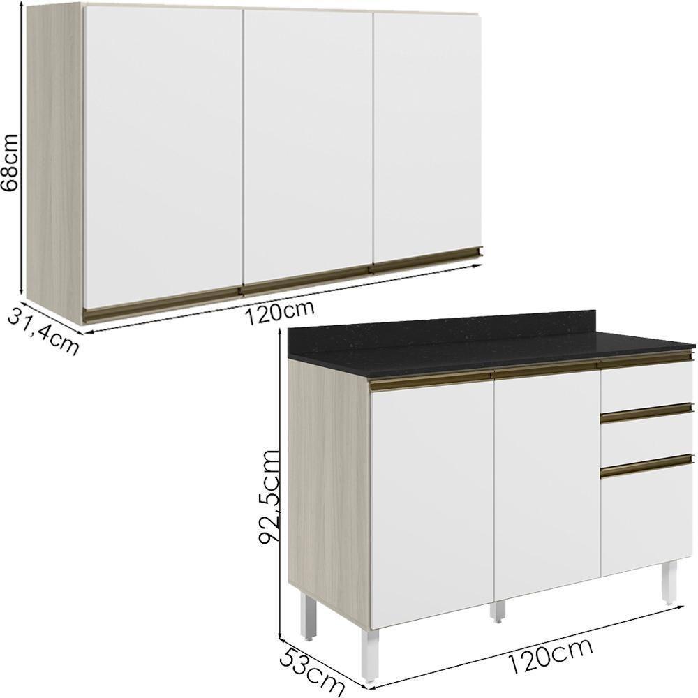 Armario Aereo Balcao Tampo 120cm Mdf Kali Nicioli Bianco Toq Branco Uv - 3