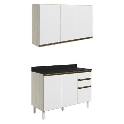 Armario Aereo Balcao Tampo 120cm Mdf Kali Nicioli Bianco Toq Branco Uv
