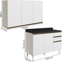 Armario Aereo Balcao Tampo 120cm Mdf Kali Nicioli Bianco Toq Branco Uv - 3