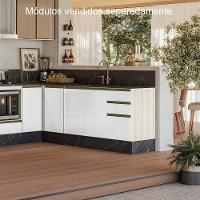 Armario Aereo Balcao Tampo 120cm Mdf Kali Nicioli Bianco Toq Branco Uv - 9