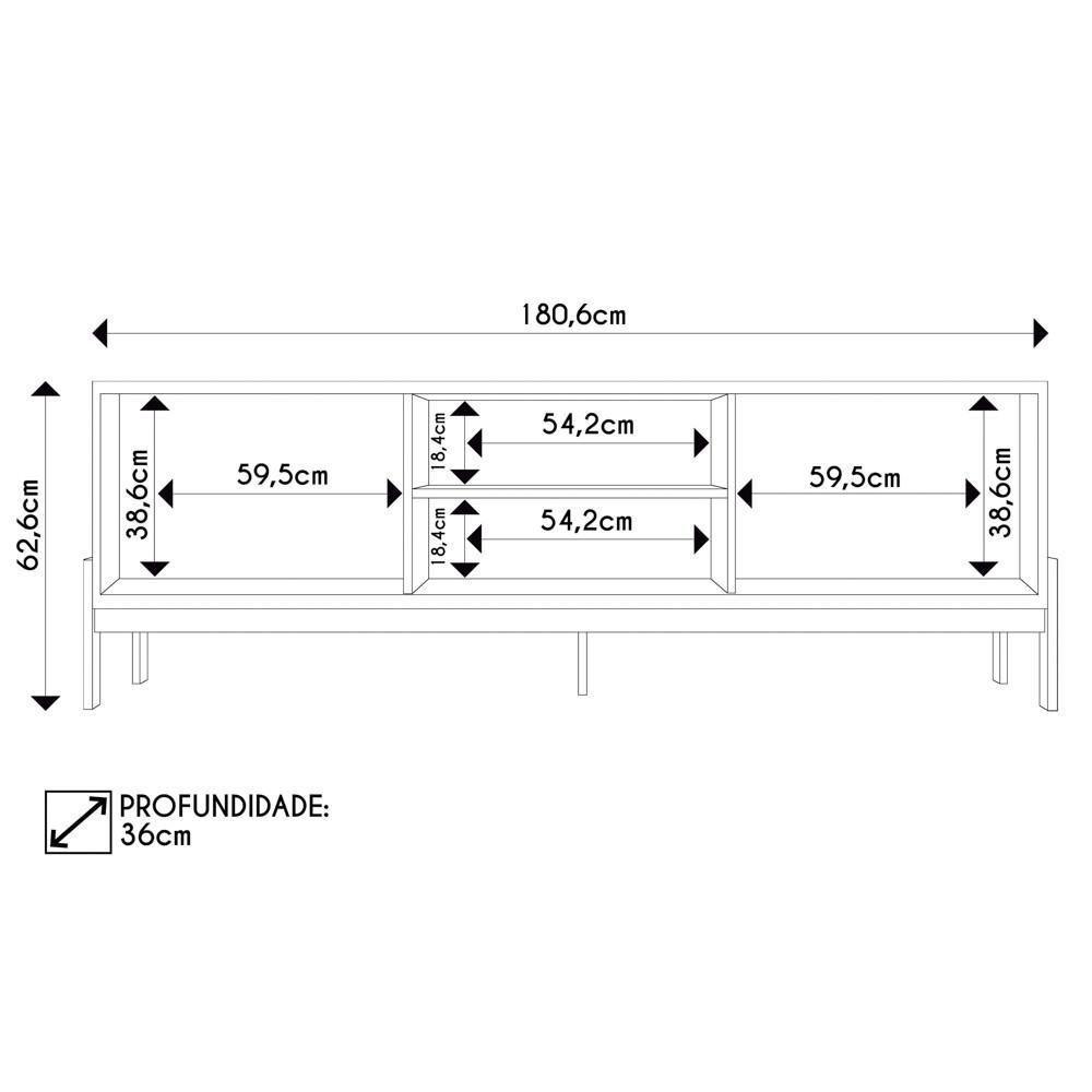 Rack Para Sala Bancada De Tv 72 Pol Ripado 184cm Tannen Buriti/off White - Caemmun - 4