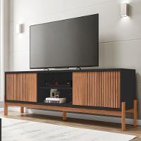 Rack Para Sala Bancada De Tv 72 Pol Ripado 184cm Tannen Buriti/off White - Caemmun - 2