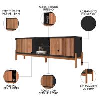 Rack Para Sala Bancada De Tv 72 Pol Ripado 184cm Tannen Buriti/off White - Caemmun - 3