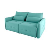 Sofá Cama 2 Lugares Com Almofadas 205cm Celine Veludo Verde Menta Matrix Veludo Verde Menta - 1