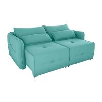 Sofá Cama 2 Lugares Com Almofadas 205cm Celine Veludo Verde Menta Matrix Veludo Verde Menta - 2