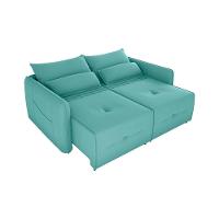 Sofá Cama 2 Lugares Com Almofadas 205cm Celine Veludo Verde Menta Matrix Veludo Verde Menta - 3