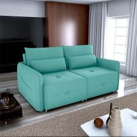 Sofá Cama 2 Lugares Com Almofadas 205cm Celine Veludo Verde Menta Matrix Veludo Verde Menta - 4