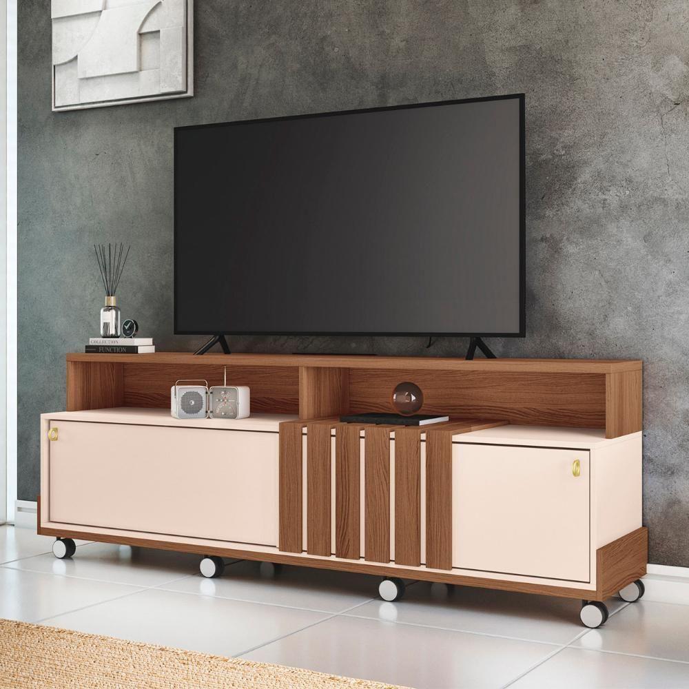 Rack Bancada De Tv 70 Pol 180cm Graci Castanho/off White - Hb Móveis - 1