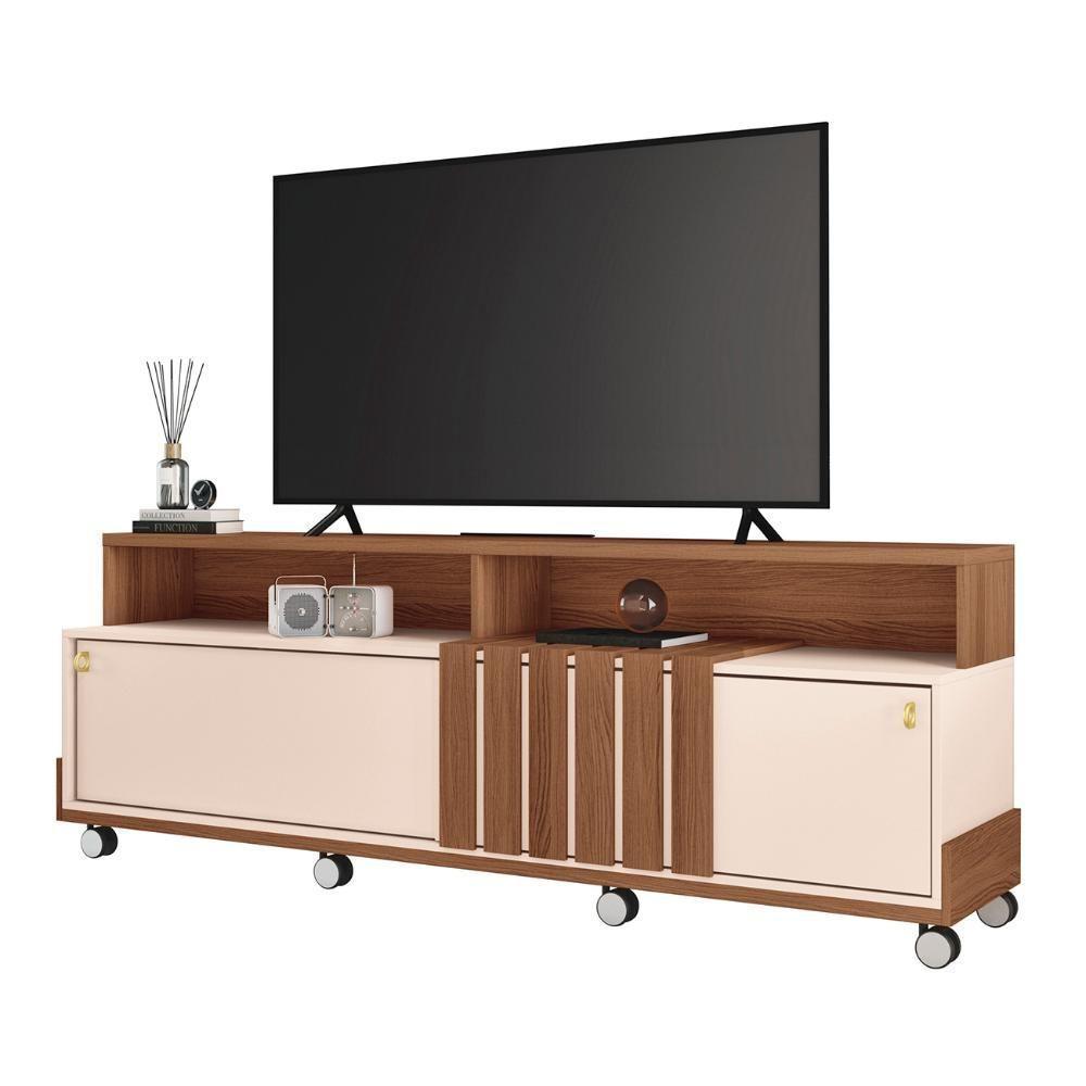 Rack Bancada De Tv 70 Pol 180cm Graci Castanho/off White - Hb Móveis - 2