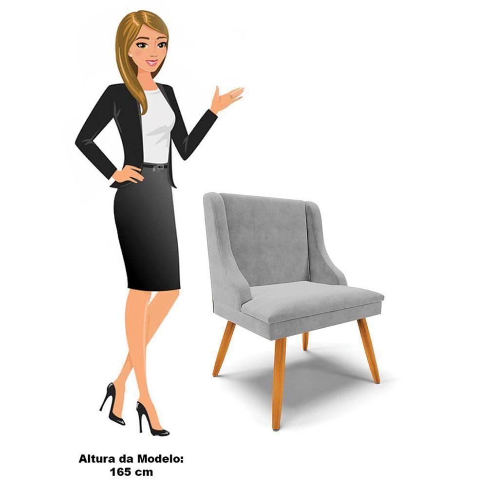 Kit 10 Cadeiras Estofadas Para Sala De Jantar Pés Palito Lia Suede Cinza - Ibiza - 5