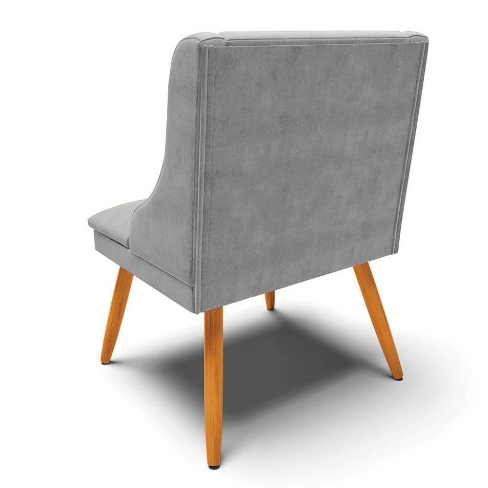 Kit 10 Cadeiras Estofadas Para Sala De Jantar Pés Palito Lia Suede Cinza - Ibiza - 7