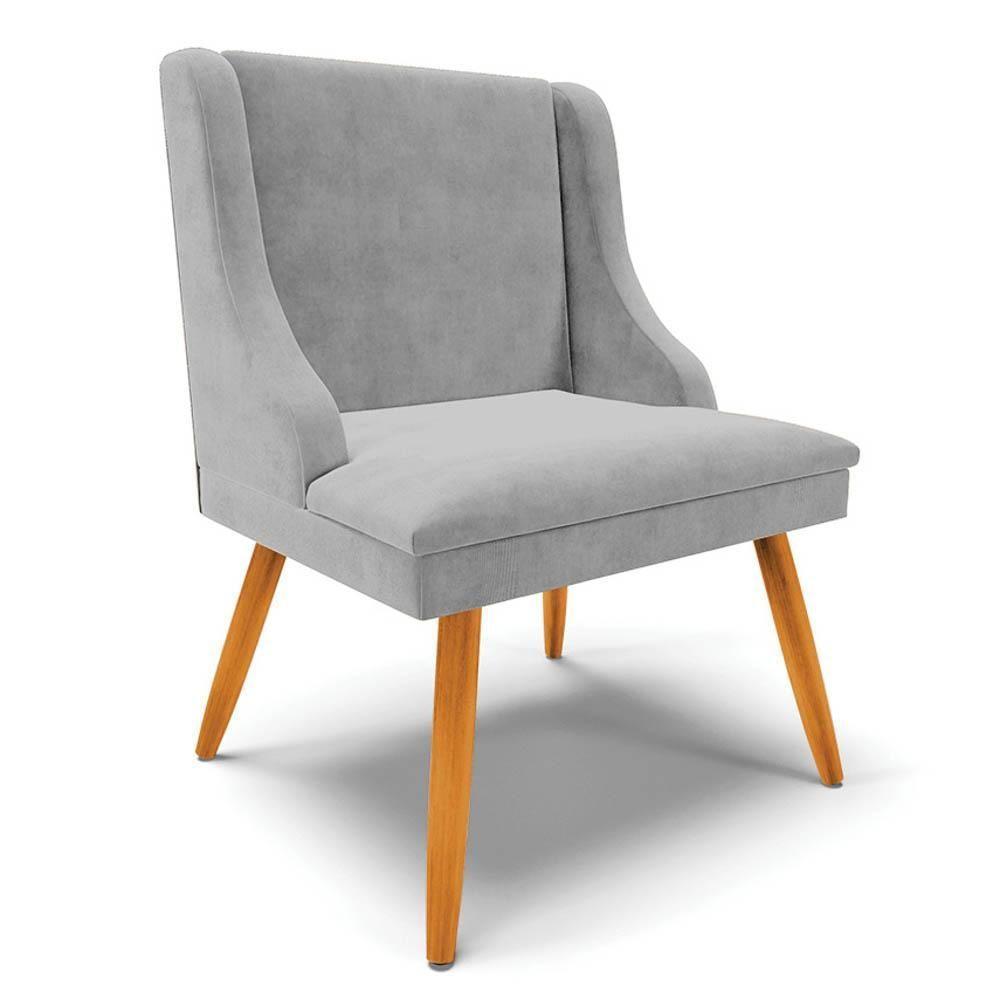 Kit 10 Cadeiras Estofadas Para Sala De Jantar Pés Palito Lia Suede Cinza - Ibiza - 9