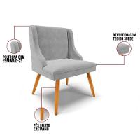 Kit 10 Cadeiras Estofadas Para Sala De Jantar Pés Palito Lia Suede Cinza - Ibiza - 3