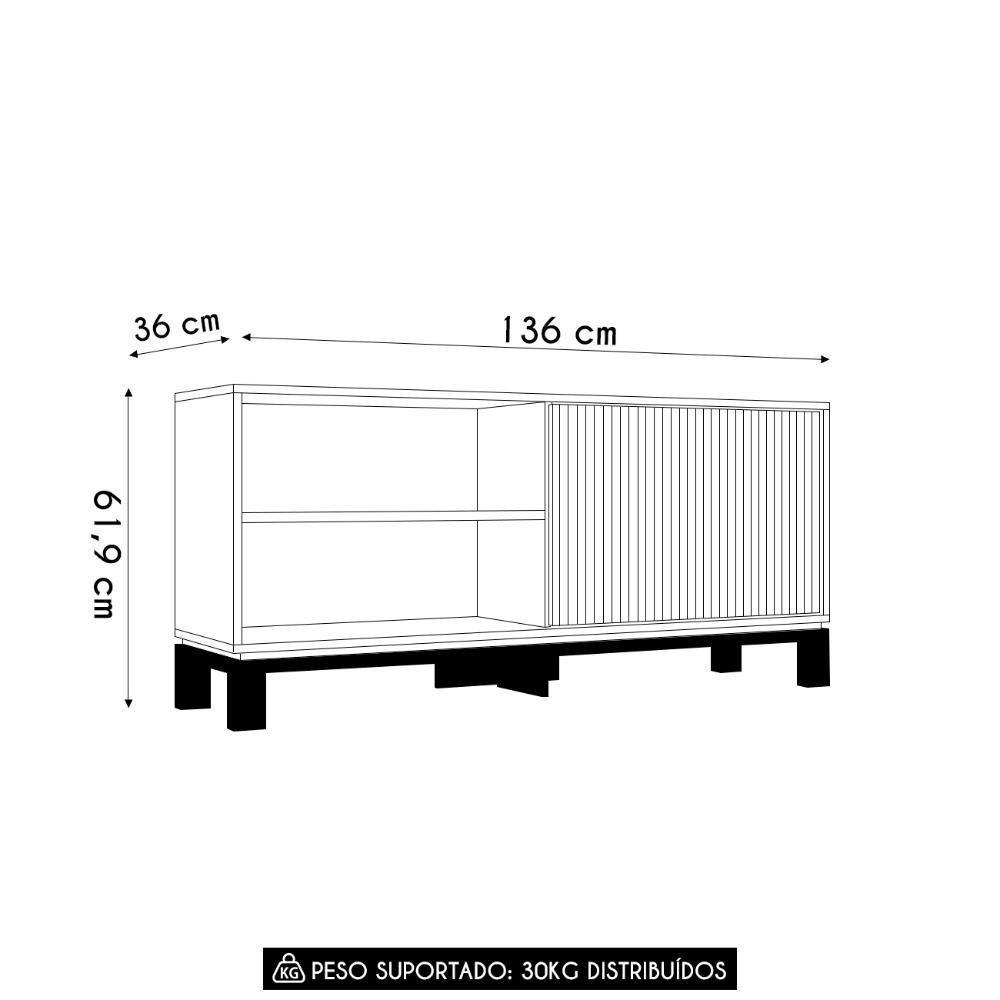 Rack Bancada Para Tv 45 Pol 136cm Lucca Areia/freijó C01 - Mpozenato - 4