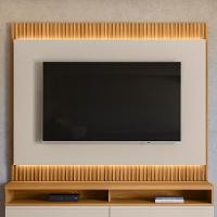 Painel Para Tv Suspenso 70 Pol 200cm Real L06 Tauari/off White Fosco - Mpozenato - 2