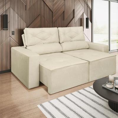 Sofá Reclinável Retrátil Luxo 2 Lugares 1,80m Balaqui Decor Bege
