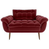 Sofá 2 Lugares Pequeno 1,25 Pés Em Madeira Maciça Xangai Veludo Vermelho Matrix Veludo Vermelho - 1