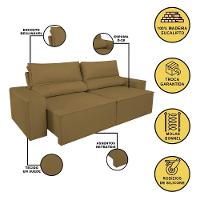 Sofá Reclinável Retrátil 3 Lugares Com Molas Balaqui Decor Capuccino - 3