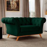 Sofá 150cm 2 Lugares Base Madeira Império C-303 Veludo Verde Musgo - Domi - 2