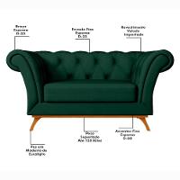 Sofá 150cm 2 Lugares Base Madeira Império C-303 Veludo Verde Musgo - Domi - 3