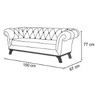 Sofá 150cm 2 Lugares Base Madeira Império C-303 Veludo Verde Musgo - Domi