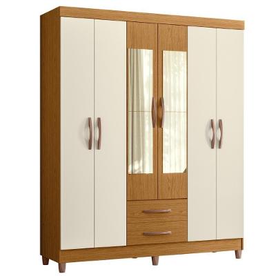 Guarda Roupa Solteiro 154cm Com Espelho Dony A02 Off/cinamomo - Mpozenato