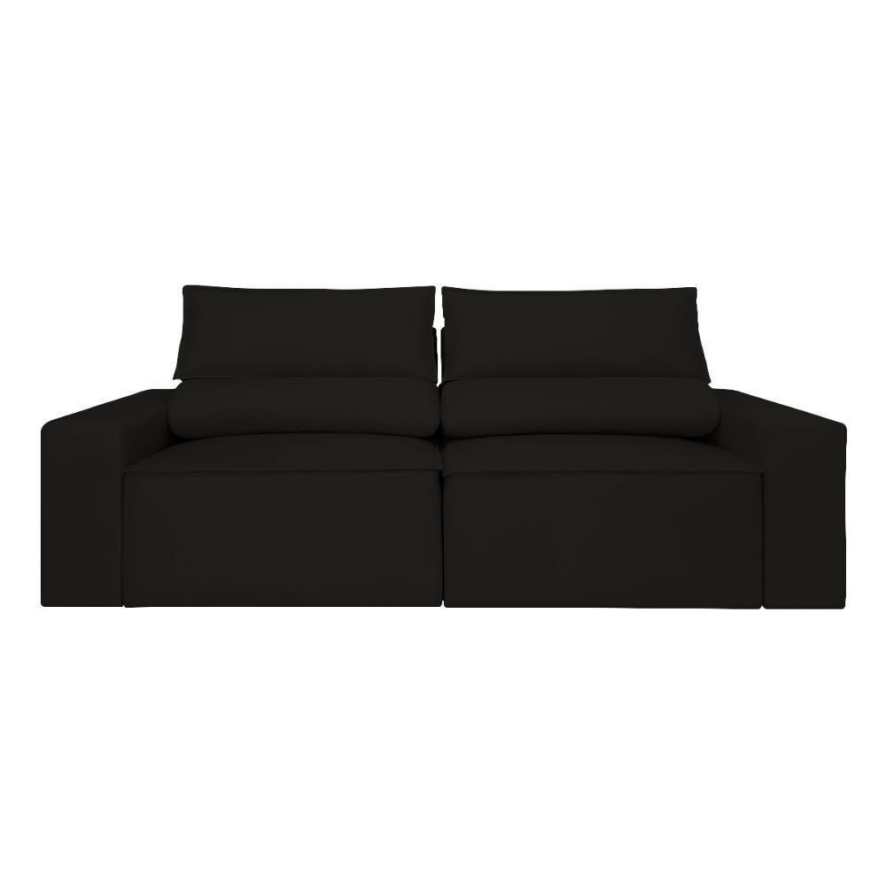 Sofá Reclinável Retrátil 2 Lugares Com Molas Balaqui Decor Preto - 5