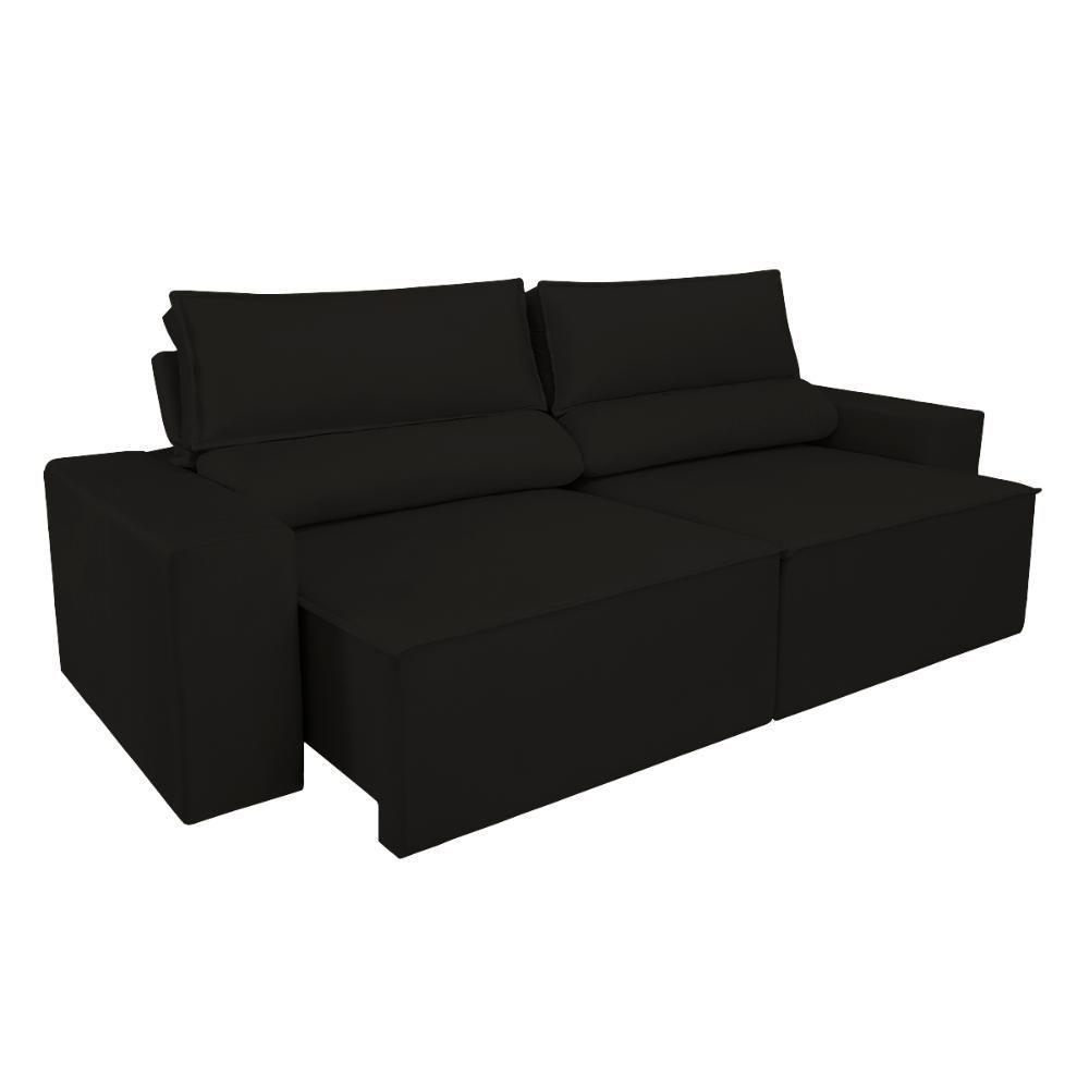 Sofá Reclinável Retrátil 2 Lugares Com Molas Balaqui Decor Preto - 6