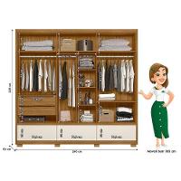 Guarda Roupa Casal Amazonas E Cômoda Ms913 Freijó Off White Com Espelho - Moval - 2