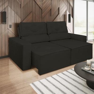 Sofá Reclinável Retrátil Luxo 2 Lugares C- Molas Balaqui Preto