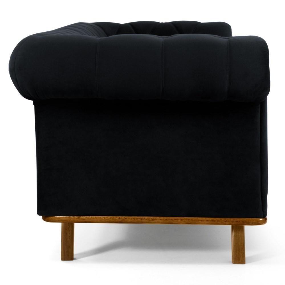 Sofá 230cm 3 Lugares Base Madeira Império C-300 Veludo Preto - Domi - 5