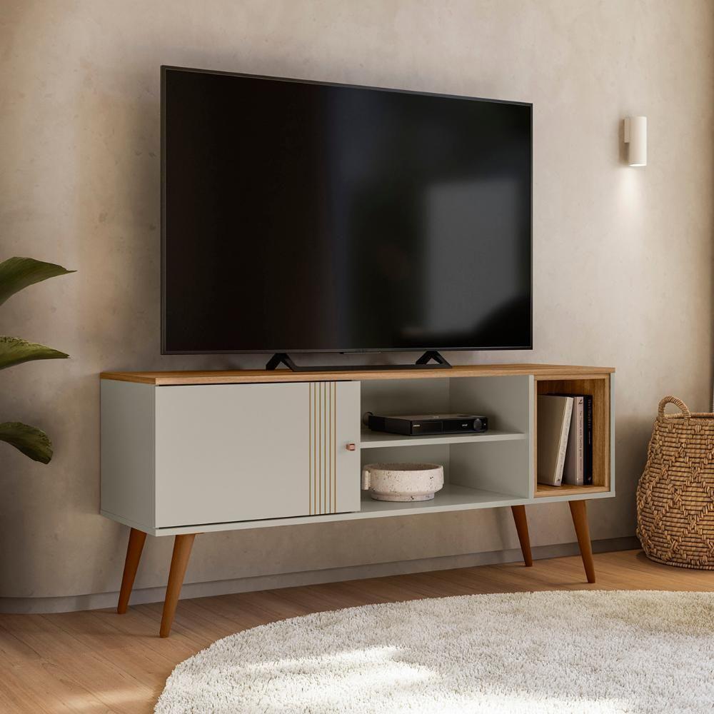 Rack Bancada Para Tv 55 Pol 136cm Romeo Off/nature Z49 - Mpozenato - 2