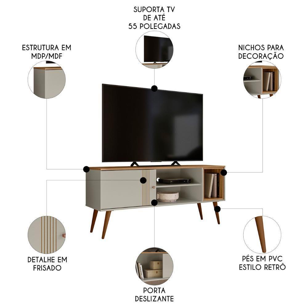 Rack Bancada Para Tv 55 Pol 136cm Romeo Off/nature Z49 - Mpozenato - 3