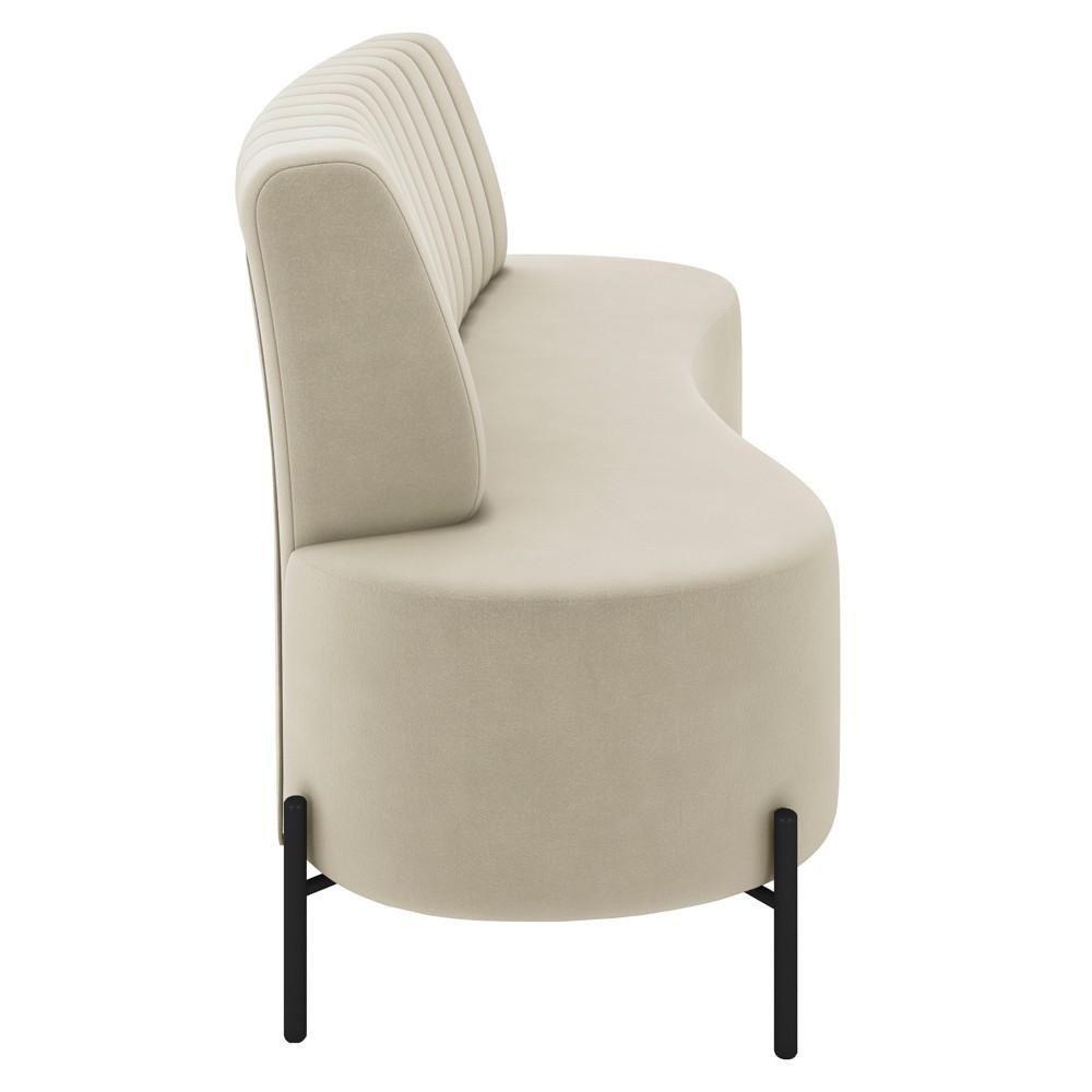 Sofá 2 Lugares 135cm Pés Aço Preto Tamar Z08 Veludo Bege - Mpozenato - 6