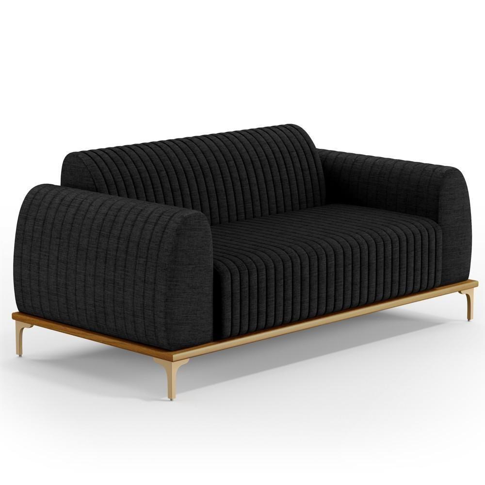 Sofá 150cm 2 Lugares Base Gold Molino D06 Linho D-465 Chumbo - Mpozenato - 1
