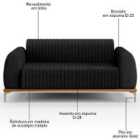 Sofá 150cm 2 Lugares Base Gold Molino D06 Linho D-465 Chumbo - Mpozenato - 3