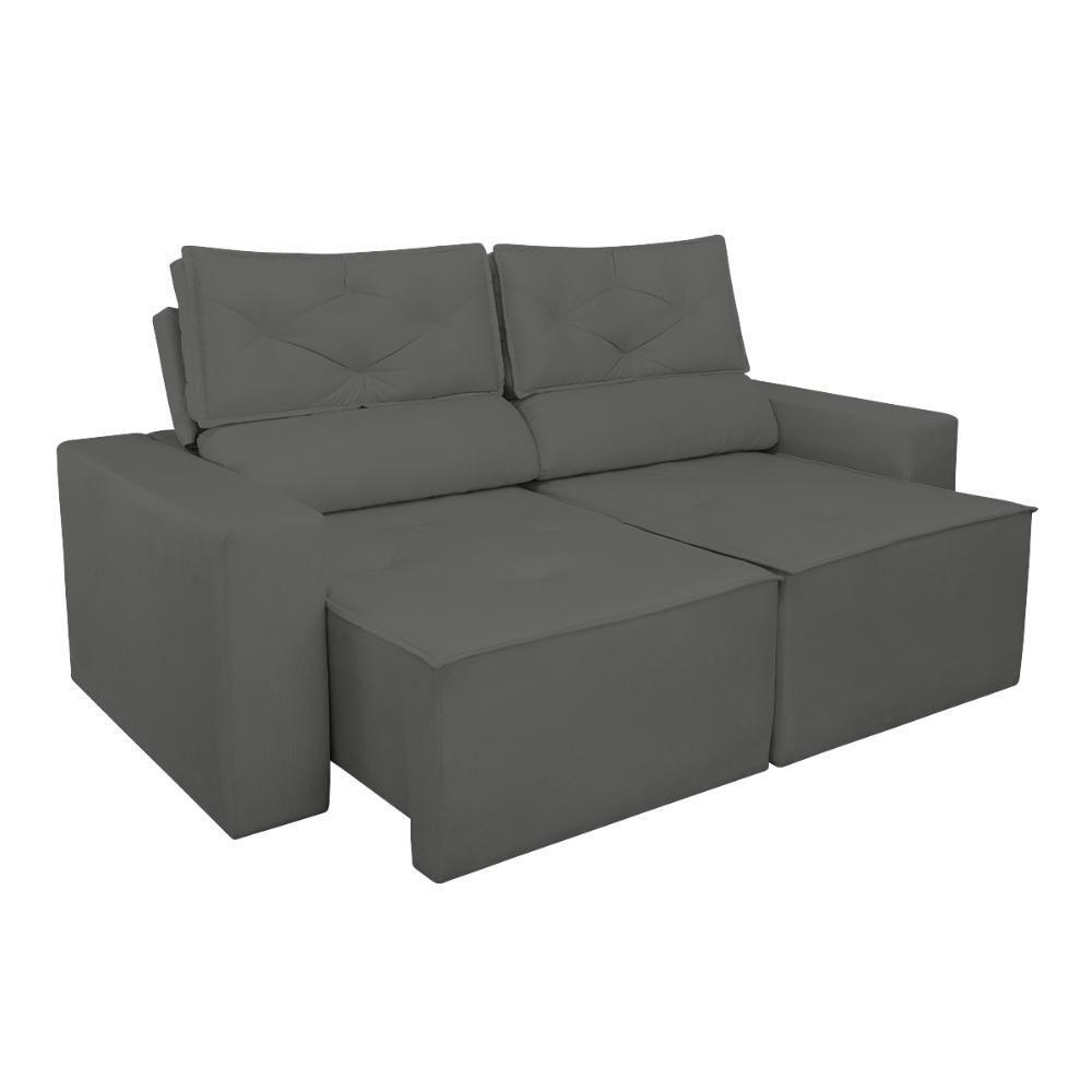 Sofá Reclinável Retrátil Luxo 2 Lugares C- Molas Balaqui Cinza - 6