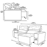 Sofá Reclinável Retrátil Luxo 2 Lugares C- Molas Balaqui Cinza