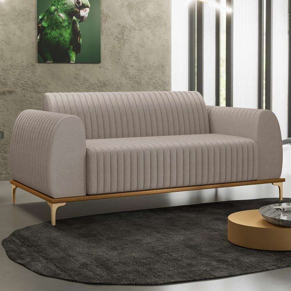 Sofá 150cm 2 Lugares Base Gold Molino D06 Linho C-370 Bege - Mpozenato - 2