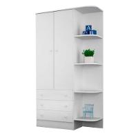 Jogo Quarto Infantil Guarda Roupa E Berço Simples Certificado Pelo Inmetro Doce Sonho Branco - Qmovi - 3