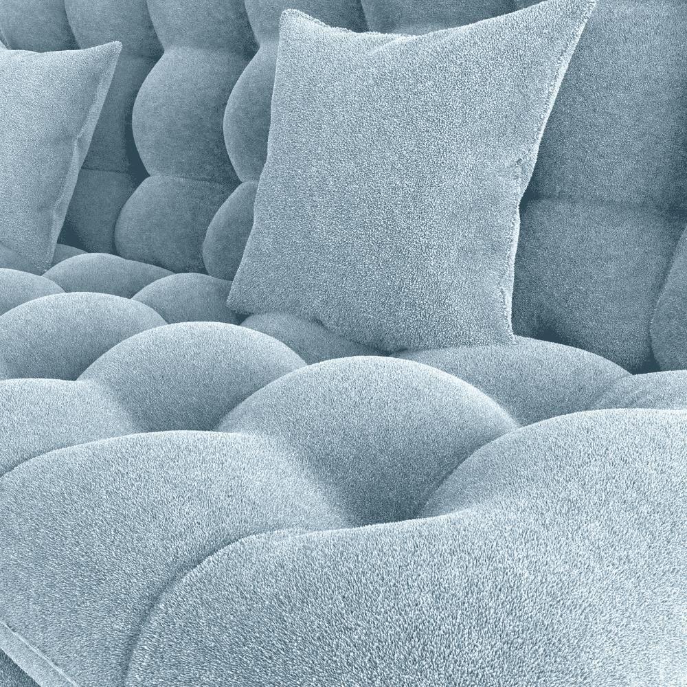 Sofa Cama 2 Lugares 185 Cm Duda Tecido Boucle F495 Milani Store Azul - 5