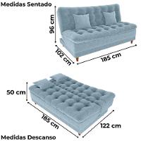 Sofa Cama 2 Lugares 185 Cm Duda Tecido Boucle F495 Milani Store Azul - 3