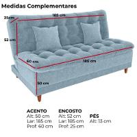 Sofa Cama 2 Lugares 185 Cm Duda Tecido Boucle F495 Milani Store Azul