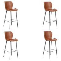 Kit 4 Banquetas Alta Com Encosto Para Bancada Cozinha Penha R02 Sintético Marrom - Mpozenato - 1