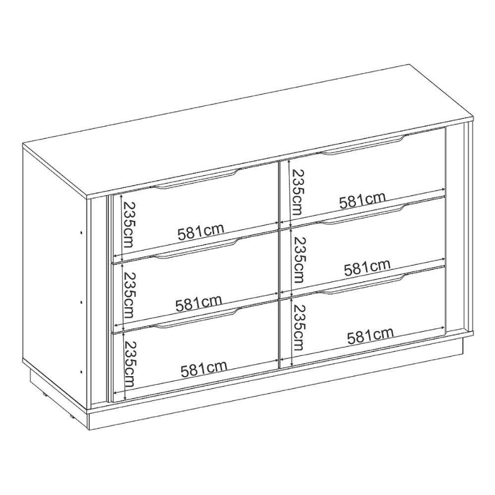 Cômoda 6 Gavetas Giardino Nogueira Touch Demobile - 6