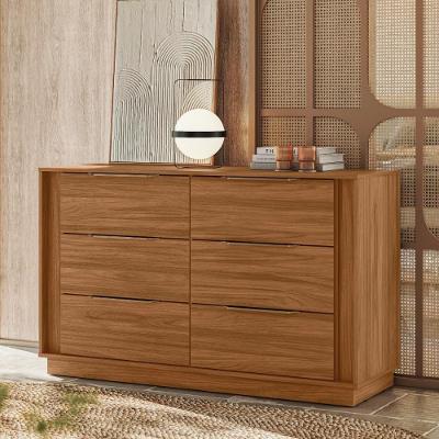Cômoda Giardino 6 Gavetas em MDF com Puxadores Marrom para Organização de Roupas